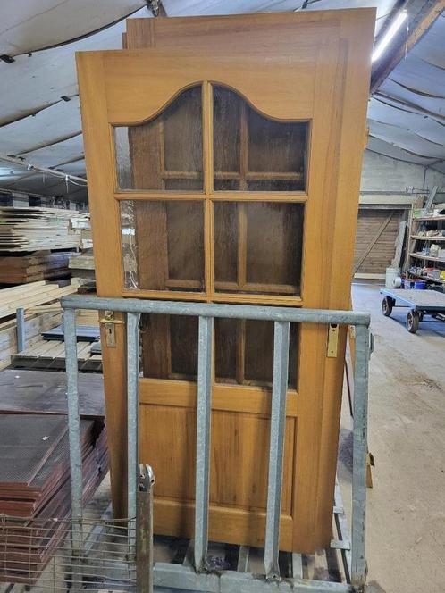 Binnendeuren, Doe-het-zelf en Verbouw, Deuren en Horren, Gebruikt, Binnendeur, 200 tot 215 cm, 80 tot 100 cm, Glas, Hout, Ophalen