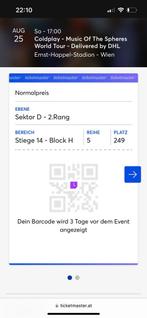 COLDPLAY 2 tickets in Wenen, 25 Augustus, Juli, Twee personen