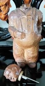 Hand gesneden houten boer is een fles, Antiek en Kunst, Kunst | Beelden en Houtsnijwerken, Ophalen of Verzenden