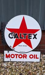 Dubbelzijdig XL emaille reclame bord van Caltex Motor Oil️⛽️, Ophalen, Reclamebord, Gebruikt, .