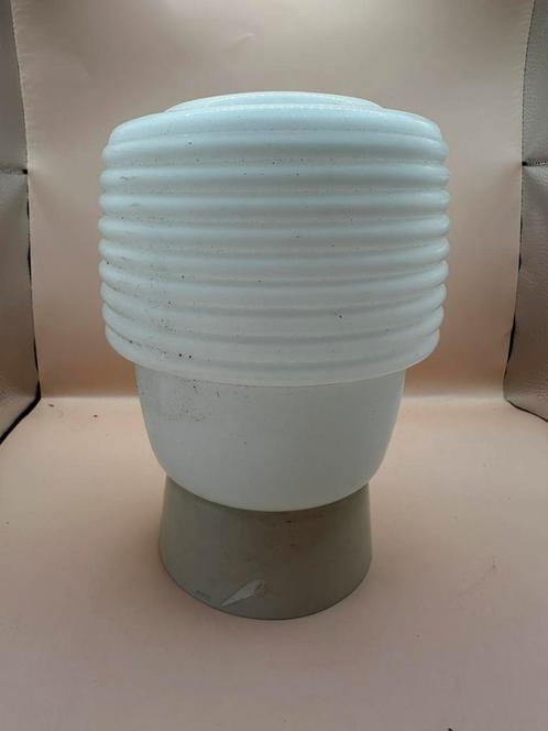 Vintage plafond-/wandlamp – ribbelglas (jaren 60/70), Huis en Inrichting, Lampen | Plafondlampen, Zo goed als nieuw, Metaal, Ophalen of Verzenden