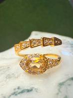 Zilveren Ring Verguld met Goud & Citrien - Nieuw!, Nieuw, Ophalen of Verzenden, Met edelsteen, Dame