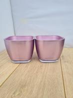 Bloempotten paars glas, Tuin en Terras, Overige materialen, Vierkant, Ophalen of Verzenden, Binnen