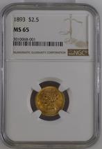 1893 $2.5 Dollar United States  NGC MS65, Goud, Losse munt, Verzenden
