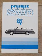 Saab prijslijst uit 1987, Ophalen of Verzenden, Zo goed als nieuw, Overige merken