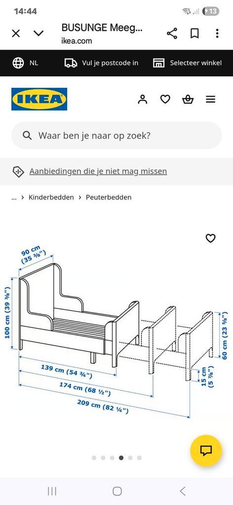 ikea BUSUNGE
Meegroeibed, wit, 80x200 cm, Huis en Inrichting, Slaapkamer | Stapelbedden en Hoogslapers, Zo goed als nieuw, Hoogslaper