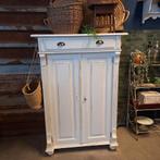 Witte Brocante Meidenkast met Legplanken en Lade, Ophalen