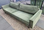 Groene velours 3 zits bank, 250 tot 300 cm, Driepersoons, 75 tot 100 cm, Ophalen of Verzenden