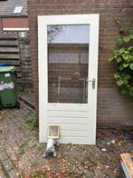 Buitendeur hardhout met dubbel glas br 93 ho 201,6 cm, Doe-het-zelf en Verbouw, Deuren en Horren, Ophalen, 80 tot 100 cm, 200 tot 215 cm