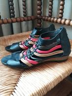 Sandalen, enkelmodel, in mooie kleurstelling, mt 36, Zwart, Zo goed als nieuw, Sandalen of Muiltjes, Ophalen of Verzenden