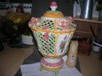 grote kitsch sierpot met rozen decoratie op deksel 42 cm hg, Ophalen of Verzenden