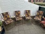 Vintage set van 4 tuinstoelen campingstoelen bloemmotief, Tuin en Terras, Tuinstoelen, Ophalen, Zo goed als nieuw