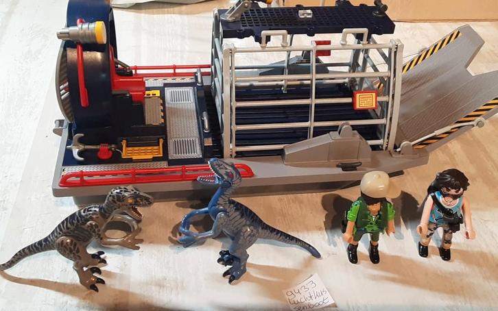 9433 luchtkussenboot met kooi en dinovangst, Kinderen en Baby's, Speelgoed | Playmobil, Zo goed als nieuw, Complete set, Ophalen of Verzenden