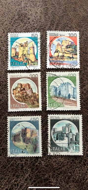 Italiaanse Kastelen Postzegels - Set van 6 beschikbaar voor biedingen