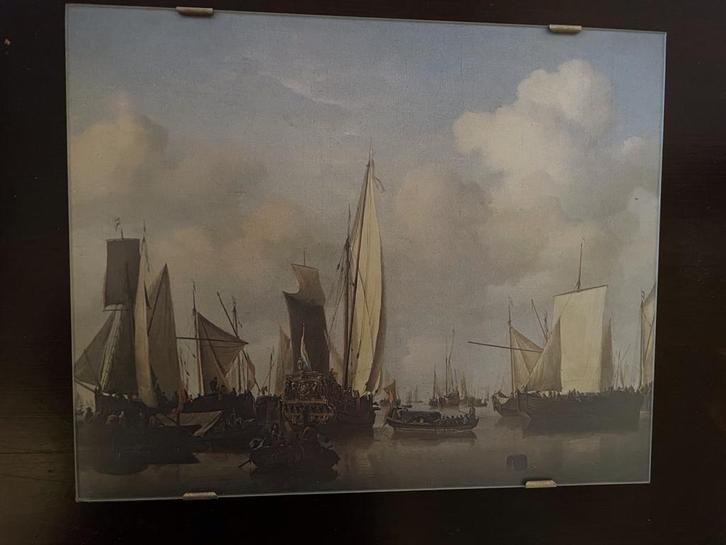 Prent: Schepen op zee, Antiek en Kunst, Kunst | Schilderijen | Klassiek, Ophalen of Verzenden