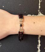 Granaat armband antiek fraai 14k gouden slot dames 3 strengs