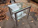 Audio meubel metaal + glas voor platenspeler en apparatuur, Ophalen, Gebruikt, 50 tot 100 cm, Glas