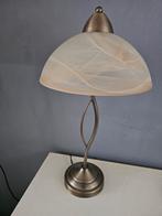 Mooie Tafellamp met Glazen Kap, Gebruikt, 50 tot 75 cm, Ophalen of Verzenden, Glas