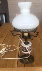 Vintage tafellamp , 40 cm hoog, koperen voet, Ophalen of Verzenden