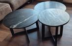 set van 3 marmeren/stalen salontafels, Huis en Inrichting, Tafels | Salontafels, Ophalen, Overige materialen, Gebruikt, 50 tot 100 cm