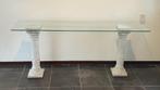 tafel (glasplaat met ondersteuning bestaande uit 2 zuilen), Ophalen, Gebruikt, Rechthoekig, Glas