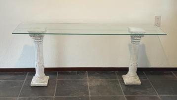 tafel (glasplaat met ondersteuning bestaande uit 2 zuilen) beschikbaar voor biedingen