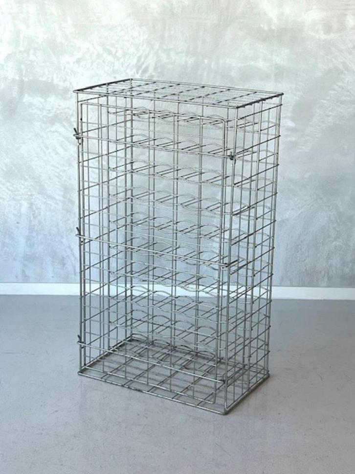 Vintage wijnrek draadstaal flessenrek retro wijnhouder 1960s, Huis en Inrichting, Woonaccessoires | Wijnrekken, Gebruikt, 75 cm of meer