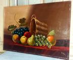 Antiek schilderij stilleven fruit olieverf op paneel, K.Lens, Ophalen of Verzenden