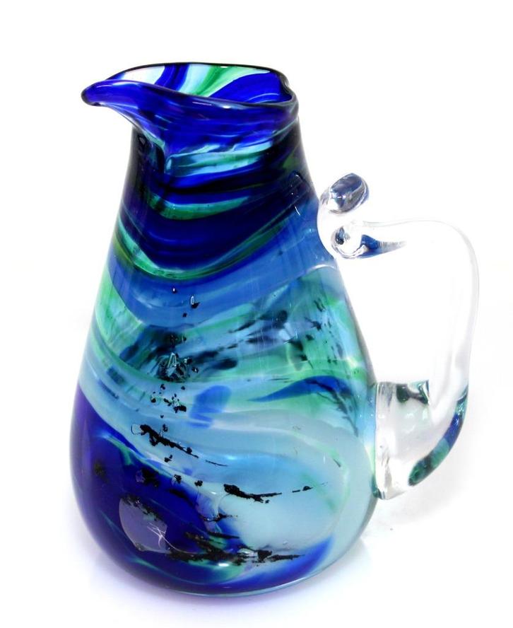 Schitterende Groen Wit Blauw Glazen Kannetje, Antiek en Kunst, Antiek | Glas en Kristal, Verzenden