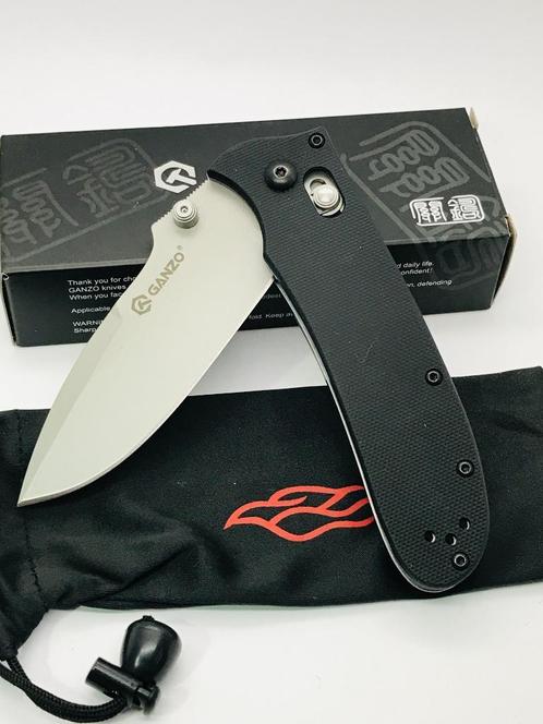 Ganzo G704-BK Black drop-point blade G-Lock Pocket Knife 440, Caravans en Kamperen, Kampeergereedschap, Nieuw, Verzenden