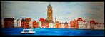 Gesigneerde Skyline Deventer - 120x40 cm, Antiek en Kunst, Ophalen of Verzenden