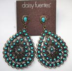 Daisy Fuentes grote bronskleurige druppel steker oorbellen, Overige materialen, Blauw, Nieuw, Ophalen of Verzenden