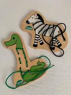 Lena Houten Rijgfiguren Zebra & Krokodil, Ophalen of Verzenden, Zo goed als nieuw, Knutselen