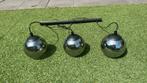 Hanglamp met 3 glazen bollen, Huis en Inrichting, Ophalen, Zo goed als nieuw, Modern, Metaal