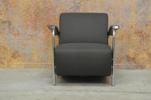 ZGANieuw! 2 grijze Leolux Scylla designfauteuils leer + stof, Huis en Inrichting, Fauteuils, Zo goed als nieuw, Leer, Stof, 50 tot 75 cm