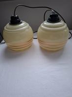 2 stuks oude glazen hanglampen, Ophalen of Verzenden, Gebruikt, Glas, Minder dan 50 cm