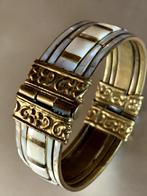 Antieke Indische armband met parelmoer inlay + bewerkt slot, Verzenden, Overige materialen, Armband, Verguld