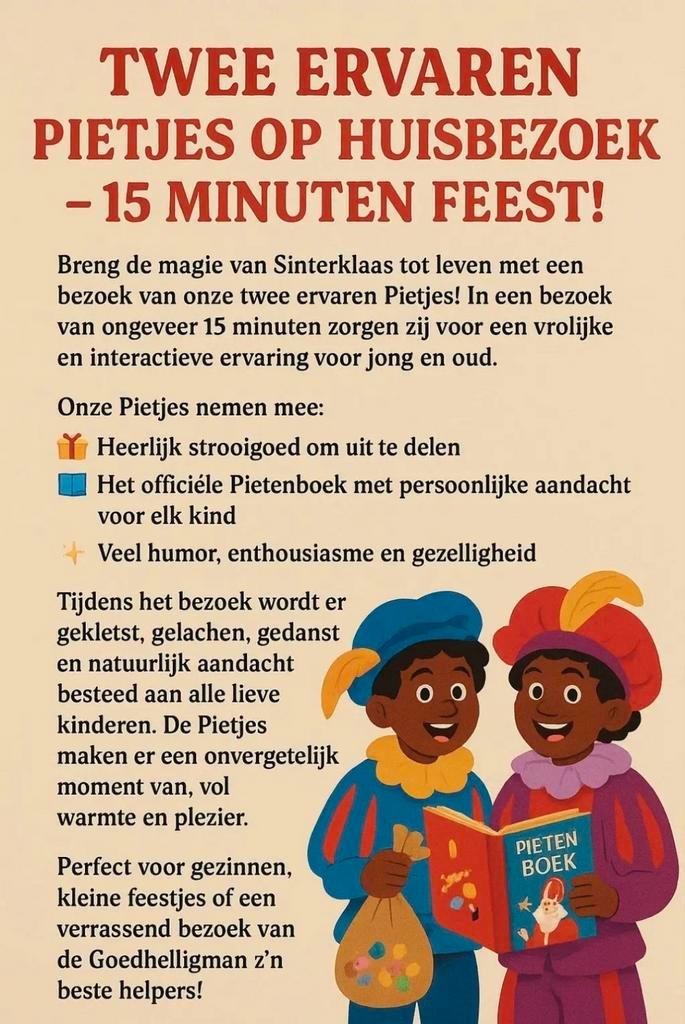 2 pieten met hoog feest gehalte, Diversen, Sinterklaas, Ophalen of Verzenden