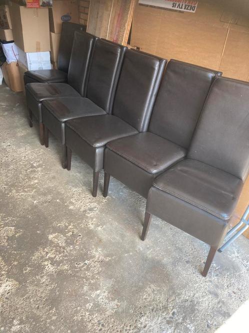 Italiaanse leren stoelen x8, Huis en Inrichting, Stoelen, Gebruikt, Leer, Ophalen