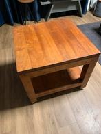 Teak houten salontafel met wielen, Ophalen, 50 tot 100 cm, 50 tot 100 cm, Zo goed als nieuw