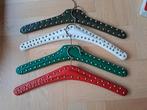 4 vintage kleerhangers met met koperen sierspijkers, Ophalen of Verzenden, Gebruikt, Hout