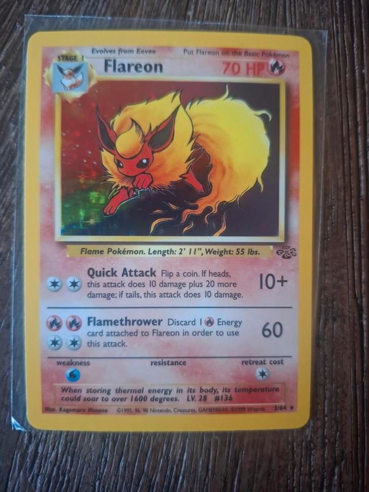 Flareon 3/64 Holo - Zeldzame Pokémonkaart!, Hobby en Vrije tijd, Verzamelkaartspellen | Pokémon, Zo goed als nieuw, Losse kaart