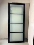 Opdek zwart binnendeur met glas 211,5 x 88 cm rechts, Ophalen, Binnendeur, 200 tot 215 cm, Glas