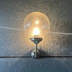 Wandlamp chroom houder Giso met transparant glas craquelé, Huis en Inrichting, Lampen | Wandlampen, Gispen, Art deco, Ophalen of Verzenden