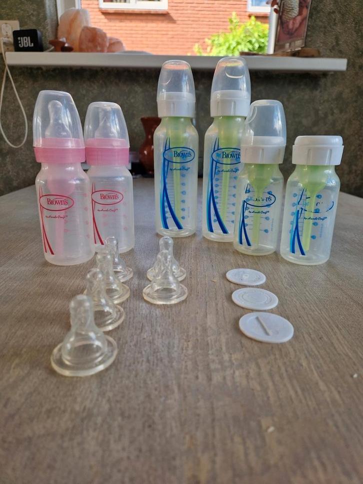 STARTERSPAKKET 6x Dr. Brown's flessen met 8 NIEUWE spenen, Kinderen en Baby's, Babyvoeding en Toebehoren, Gebruikt, Overige typen