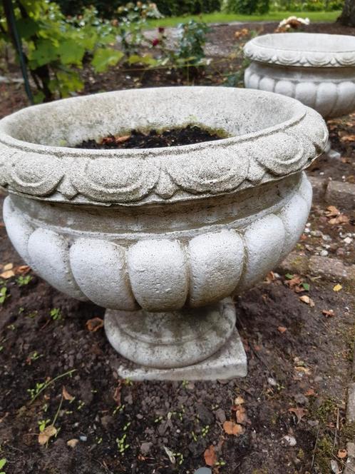 Plantenbak beton. Sierbloempot., Tuin en Terras, Bloembakken en Plantenbakken, Gebruikt, Minder dan 60 cm, Rond, Ophalen