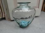 Heel grote groen gewolkte vaas met kraag, spiraallamp en een, Ophalen of Verzenden, Zo goed als nieuw, Glas, Minder dan 50 cm