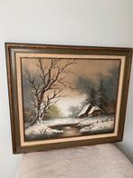 Mooi oude winterlandschap schilderij, Ophalen of Verzenden