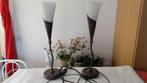 Lamp bronskleurige voet en buis, glaskelk hoog 52cm E14 fit., 50 tot 75 cm, Ophalen of Verzenden, Zo goed als nieuw, Glas