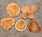 5x teak boomschijf onderzetters plateaus, Ophalen of Verzenden, Zo goed als nieuw, Overig